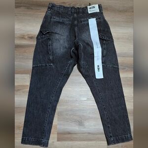 NEON Denim Brand Charlie Black Acid Wash Wash Harem Tapered Jeans Size 29